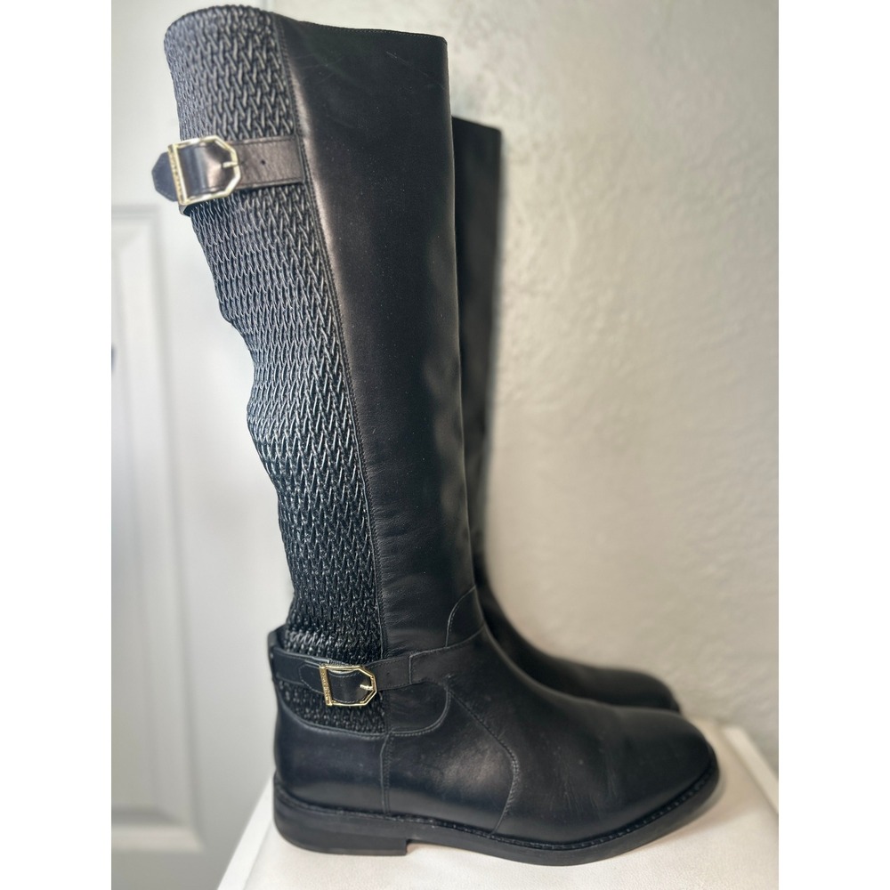 Cole Haan Chesley Water Resistant Black Leather‎ Riding Boots Tall Women 9B